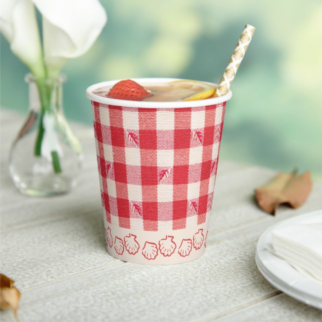 Clambake Casual Seafood Cookout Dinner Gingham Paper Cups (Insitu)