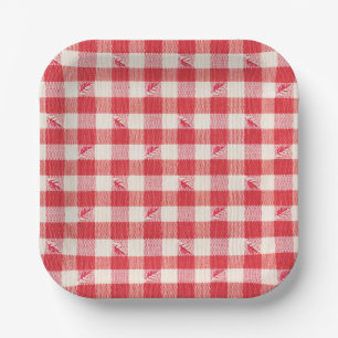 Clambake Casual Seafood Party Gingham Plaid Paper Plate