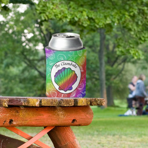Clambake Rainbow Clam Shellfish Pattern Can Cooler