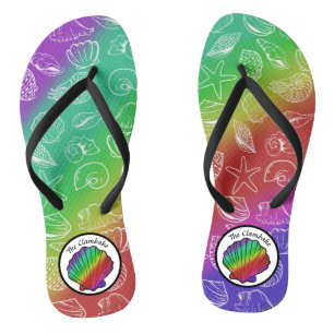 Clambake Rainbow Clam Shellfish Pattern Jandals