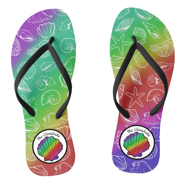 Clambake Rainbow Clam Shellfish Pattern Jandals (Footbed)