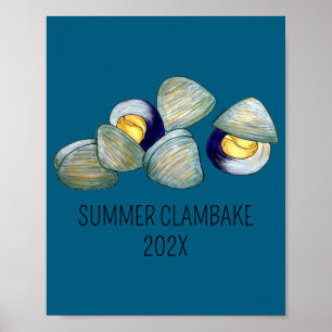 Clams Clambake Rhode Island New England Seafood  Poster