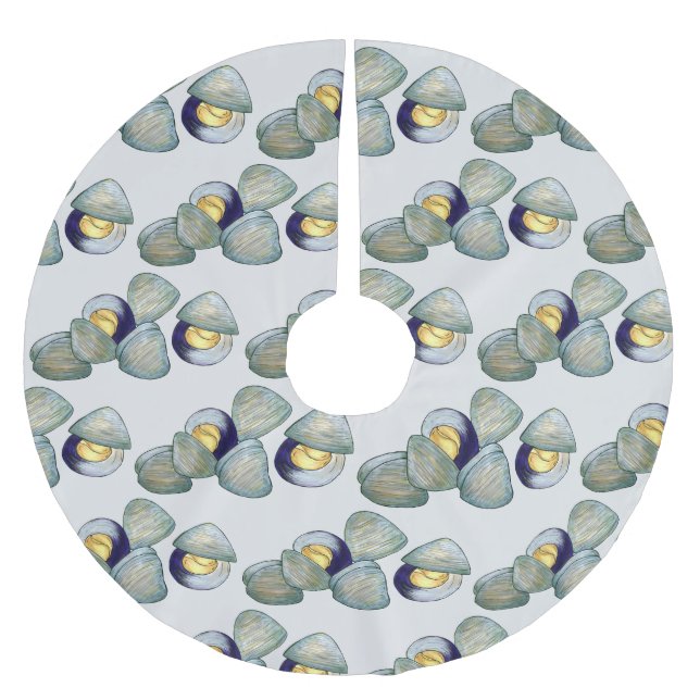 Clams Seafood Clambake Beach Ocean Clam Digging Brushed Polyester Tree Skirt (Front)
