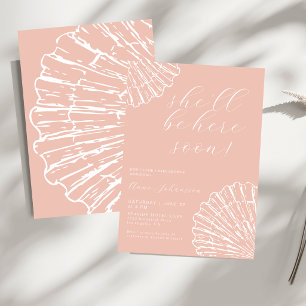 Clamshell Pink Elegant Baby Girl Shower Invitation