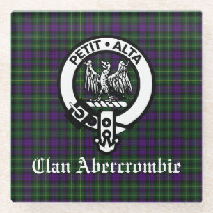 Clan Abercrombie Crest Badge & Tartan Glass Coaster