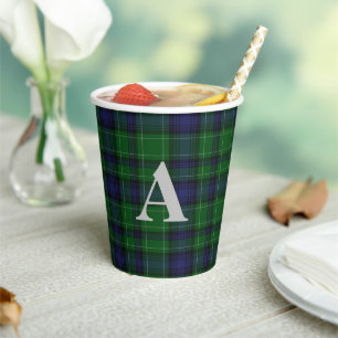 Clan Abercrombie Plaid Monogrammed Paper Cups