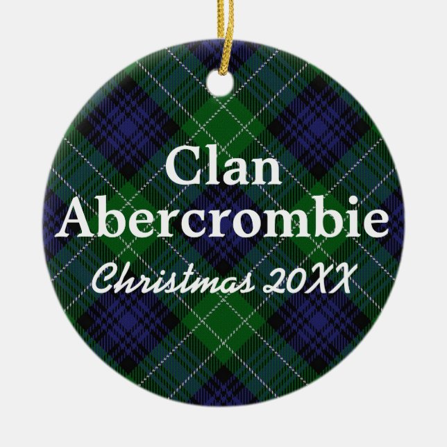 Clan Abercrombie Scottish Tartan Ceramic Tree Decoration (Front)