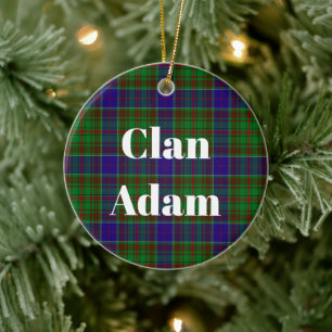 Clan Adam Hunting Tartan Ceramic Tree Decoration