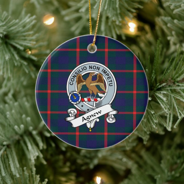 Clan Agnew Badge Tartan Plaid Ceramic Tree Decoration (Tree)