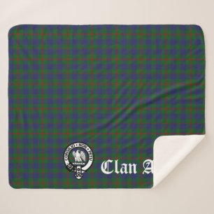 Clan Agnew Crest Badge and Tartan Sherpa Blanket