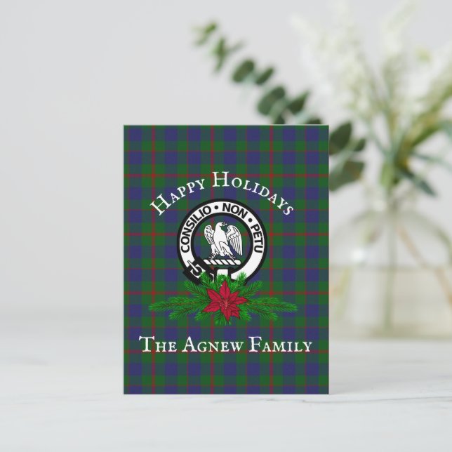 Clan Agnew Crest & Tartan Holiday Postcards (Standing Front)