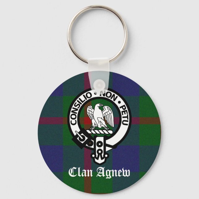 Clan Agnew Tartan Crest Key Ring (Front)