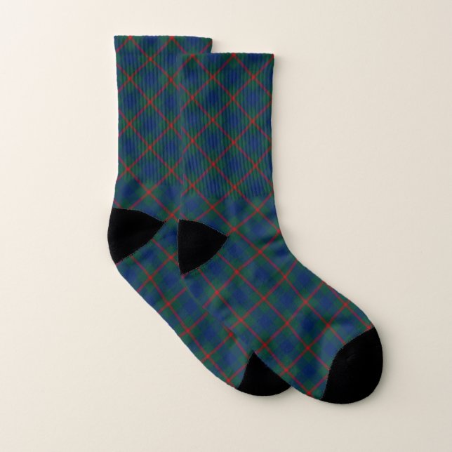 Clan Agnew Tartan Green and Blue Plaid Socks (Pair)