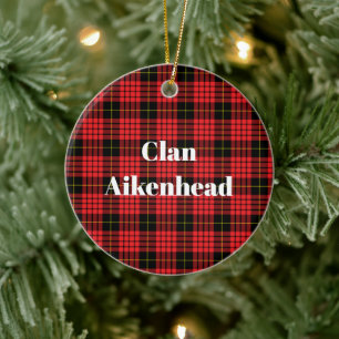 Clan Aikenhead Tartan Ceramic Tree Decoration