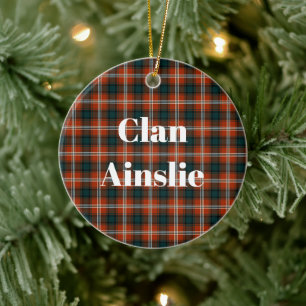 Clan Ainslie Tartan Ceramic Tree Decoration