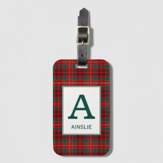 Clan Ainslie Tartan Monogrammed Luggage Tag