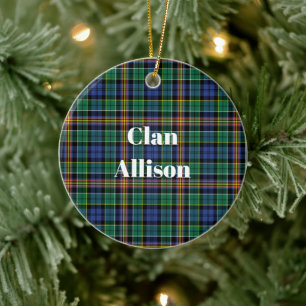 Clan Allison Tartan Ceramic Tree Decoration