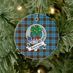 Clan Anderson Badge Tartan Plaid Ceramic Tree Decoration