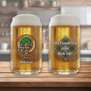Clan Anderson Crest over Tartan Can Glass