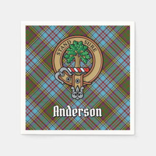 Clan Anderson Crest over Tartan Napkin