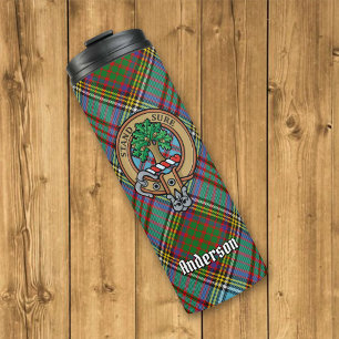 Clan Anderson Crest over Tartan Thermal Tumbler