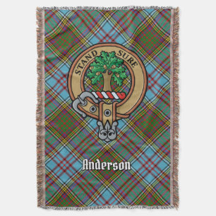 Clan Anderson Crest over Tartan Throw Blanket