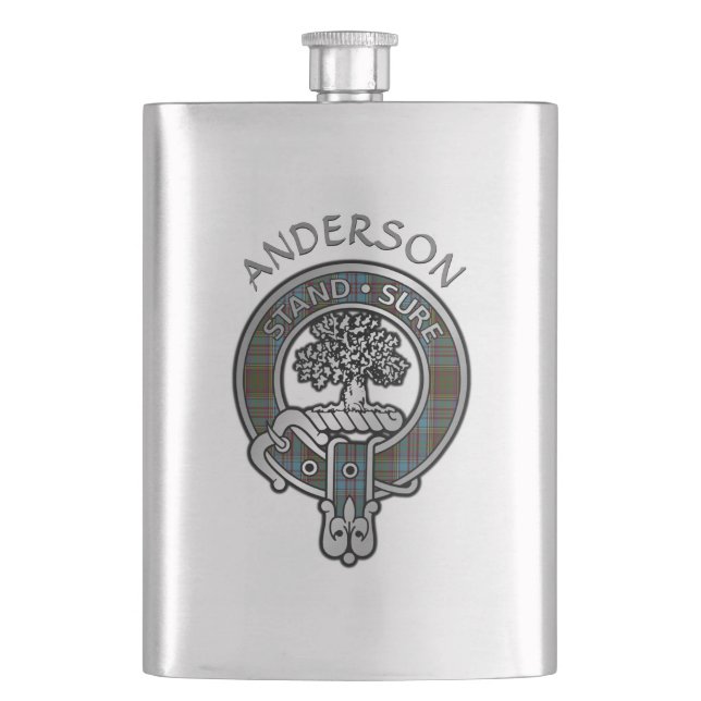 Clan Anderson Crest & Tartan Flask (Front)
