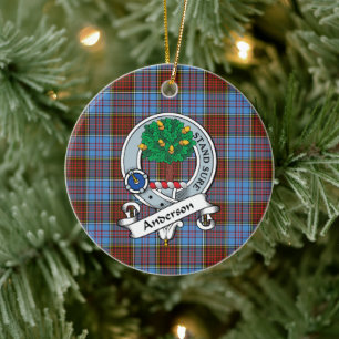 Clan Anderson Modern Badge Tartan Plaid Ceramic Tree Decoration