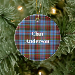 Clan Anderson Modern Tartan Ceramic Tree Decoration