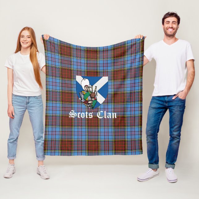 Clan Anderson Modern Tartan Plaid Fleece Blanket (In Situ)