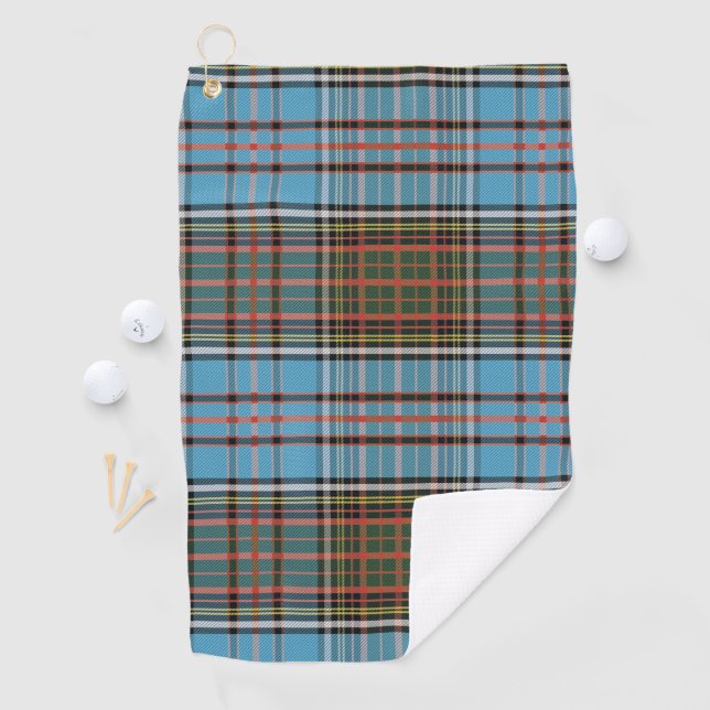 Clan Anderson Plaid Tartan Teal Brown Check Golf Towel (InSitu)