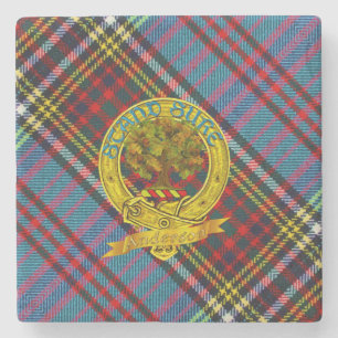 Clan Anderson Tartan and Motif Stone Coaster