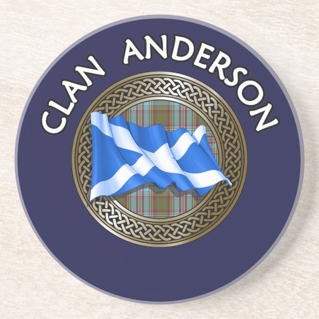 Clan Anderson Tartan Knot & Flag Coaster (Front)
