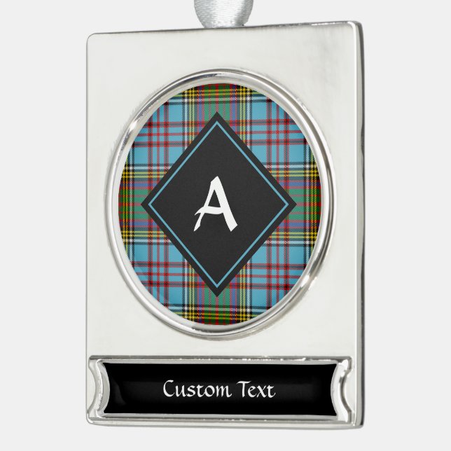 Clan Anderson Tartan Silver Plated Banner Ornament (Left)