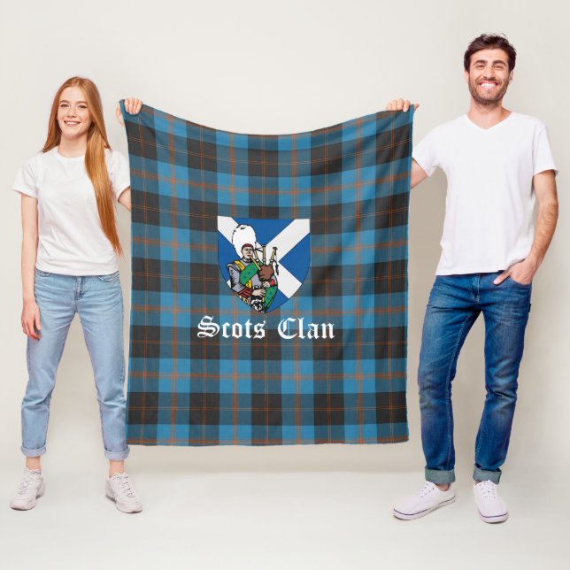 Clan Angus Ancient Tartan Plaid Fleece Blanket (In Situ)