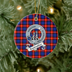 Clan Anstruther Badge Tartan Plaid Ceramic Tree Decoration
