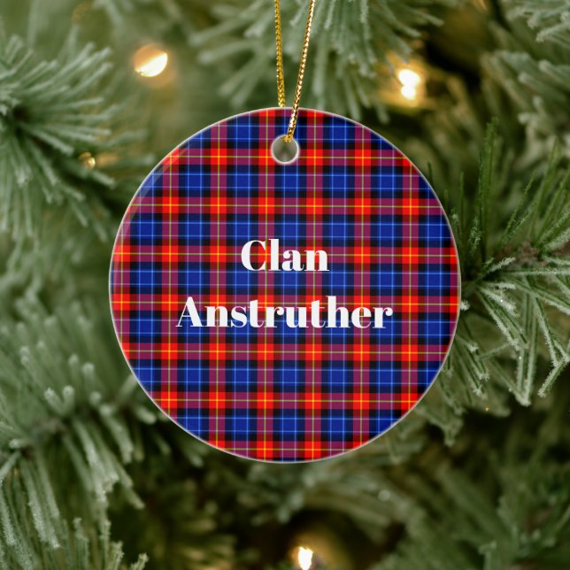 Clan Anstruther Tartan Ceramic Tree Decoration (Tree)