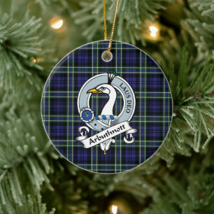 Clan Arbuthnot Badge Tartan Plaid Ceramic Tree Decoration