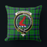 Clan Armstrong Badge Tartan, Badge and Logo Cushion<br><div class="desc">Official Armstrong Clan tartan, badge, and motto which means, "I am undefeated."</div>