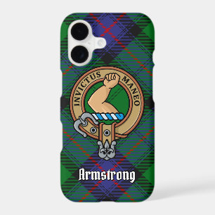 Clan Armstrong Crest over Tartan