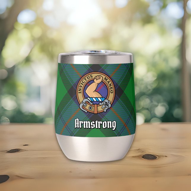 Clan Armstrong Crest over Tartan (Creator Uploaded)