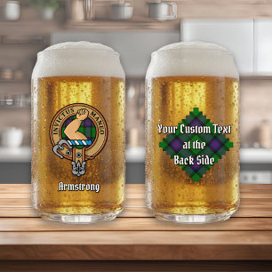 Clan Armstrong Crest over Tartan Can Glass