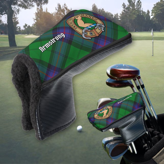 Clan Armstrong Crest over Tartan Golf Head Cover (Creator Uploaded)