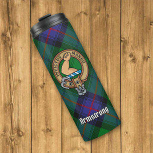 Clan Armstrong Crest over Tartan Thermal Tumbler