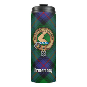 Clan Armstrong Crest over Tartan Thermal Tumbler