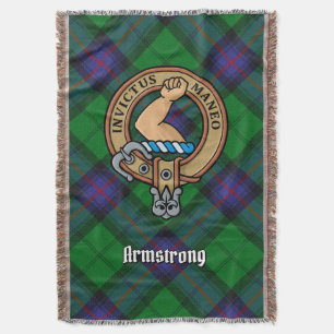 Clan Armstrong Crest over Tartan Throw Blanket