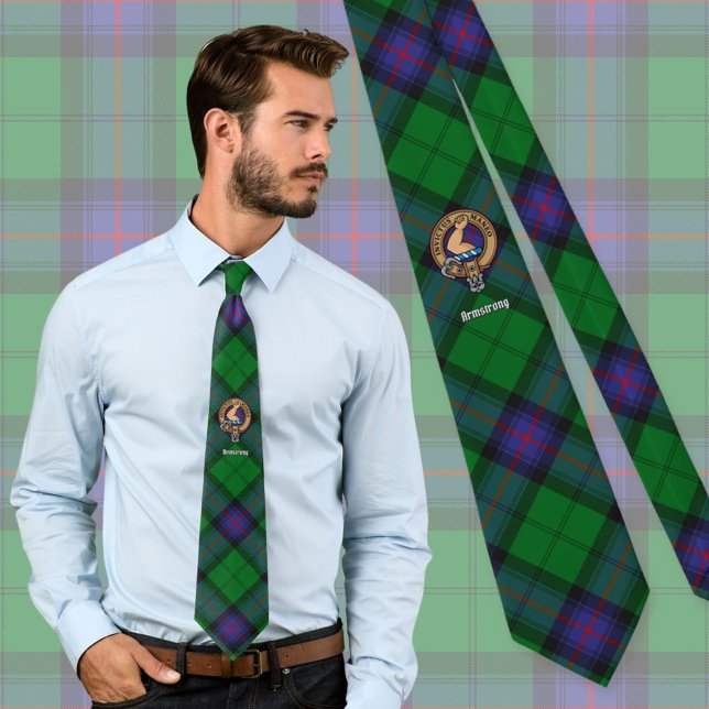 Clan Armstrong Crest over Tartan Tie (Creator Uploaded)