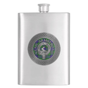 Clan Armstrong Crest & Tartan Knot Hip Flask