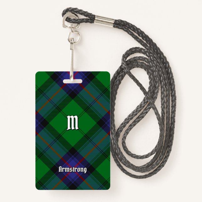 Clan Armstrong Hunting Tartan Badge ID Badge (Front with Lanyard)