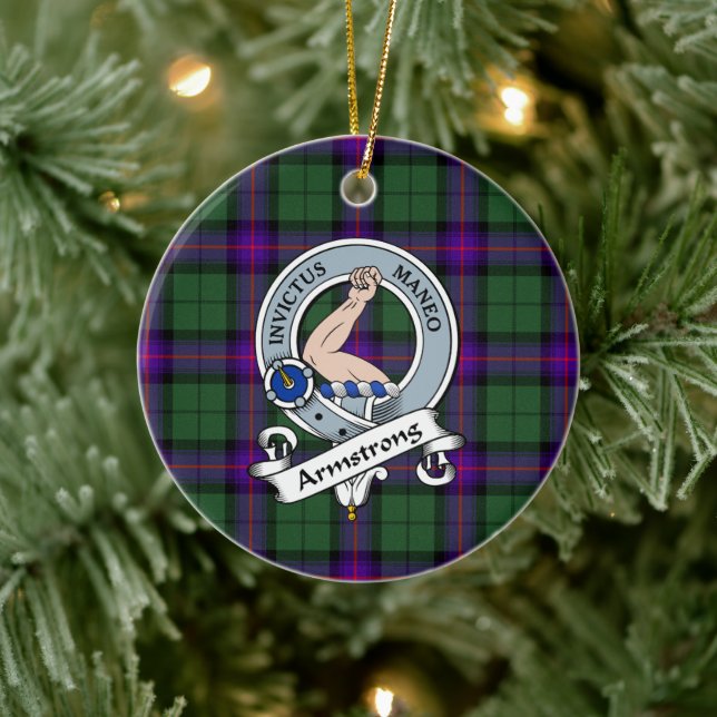 Clan Armstrong Modern Badge Tartan Plaid Ceramic Tree Decoration (Tree)